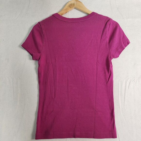 Michael Stars Magenta V-Neck Short Sleeve Tee | Size OS - Picture 7 of 8